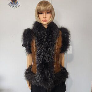 #740 Suede /dyed raccoon fur vest
